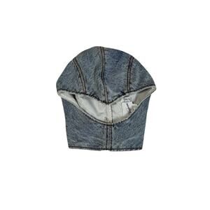 Vaquera Blue Press-Stud Denim Hood- 100% Cotton - Size S/M - Made in Italy